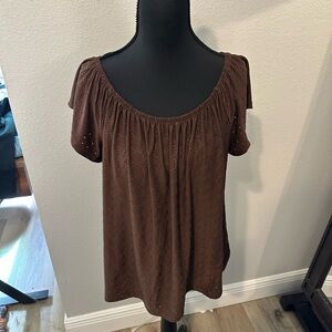 brown patterned top